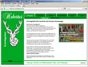 Screenshot Internet Seite der Hubertus Eventagentur